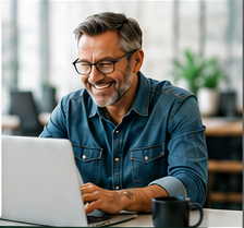 Business owner analyzing results